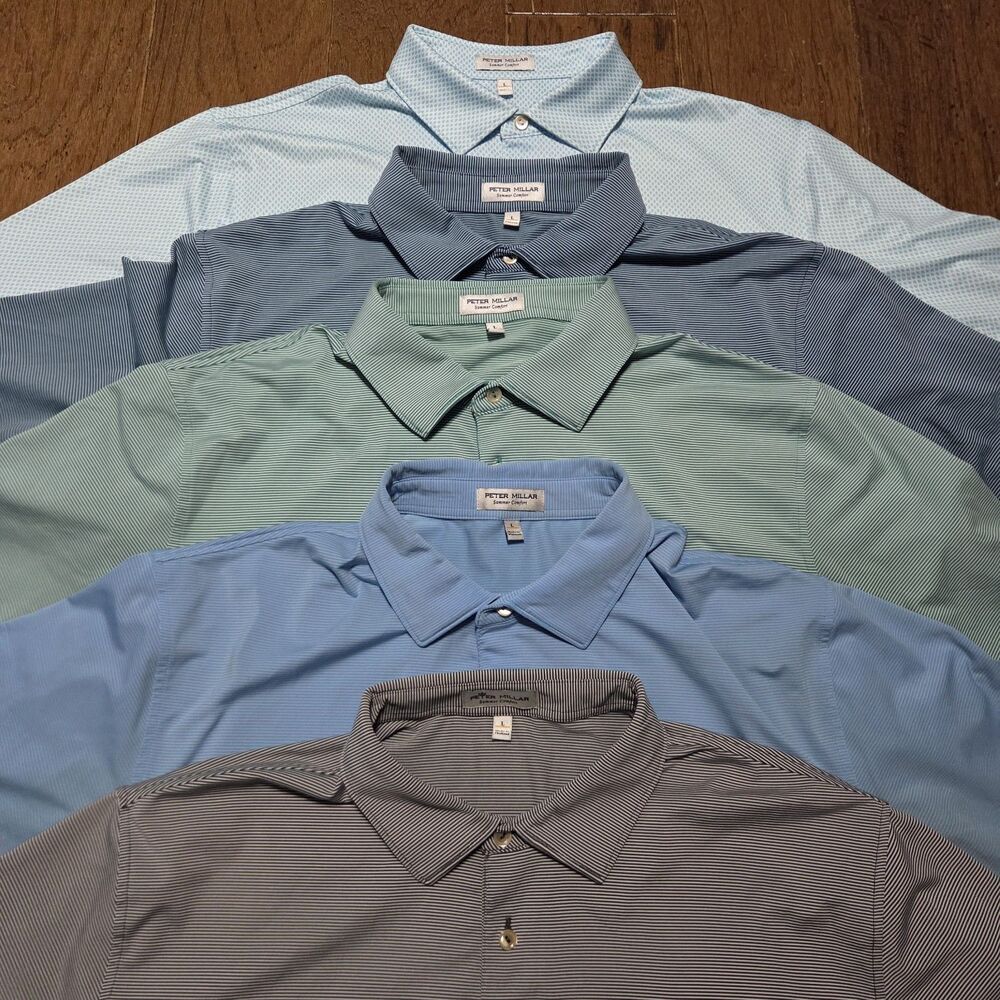 Lot 5 Peter Millar Summer Comfort Golf Polo Shirts L Stretch Performance